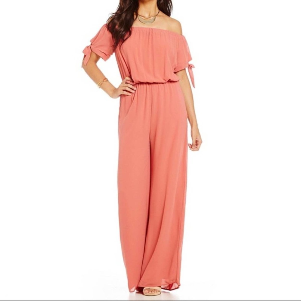 Gianni Bini Off the Shoulder Jumpsuit XS Coral 2849